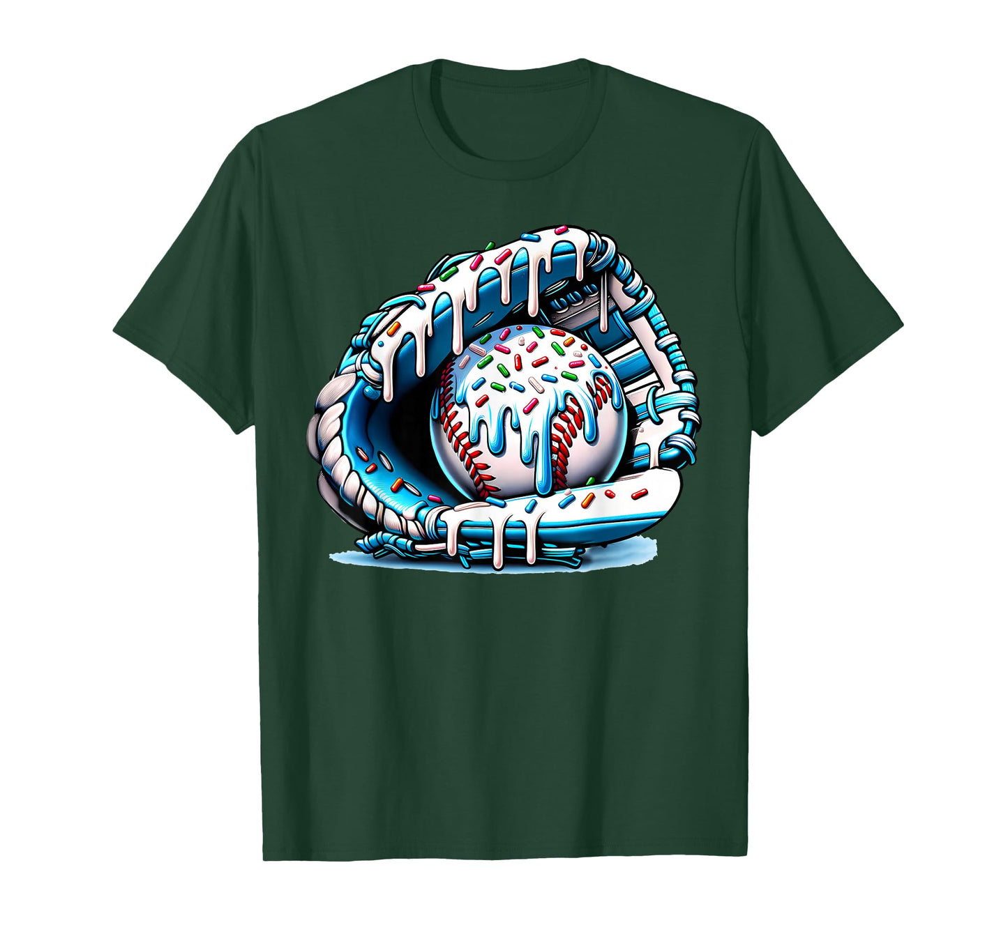 Baseball Drip Ice Cream Sprinkles Baseball Glove T-Shirt