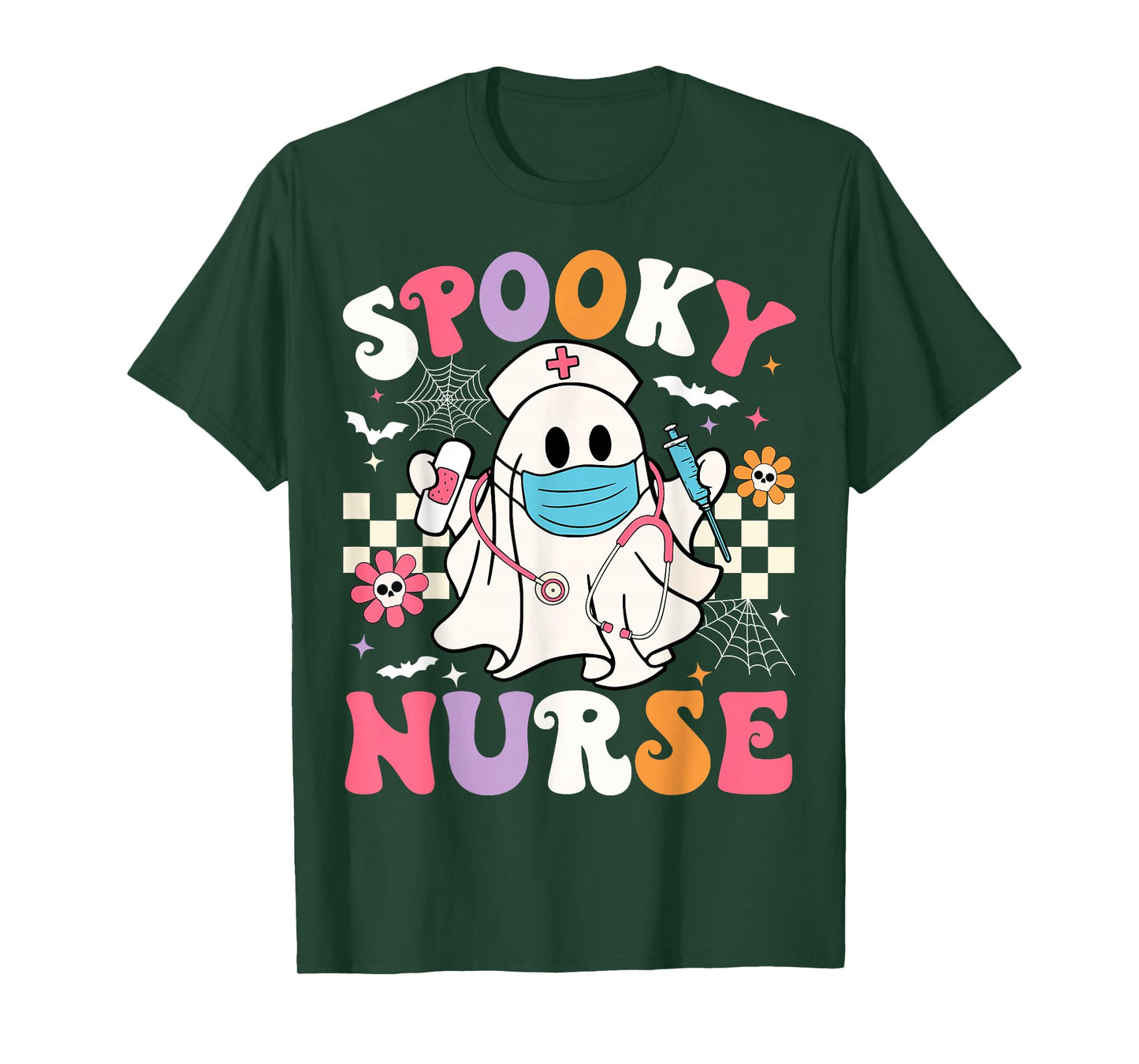 Spooky Nurse Halloween Ghost Cute Groovy Nursing Halloween T-Shirt