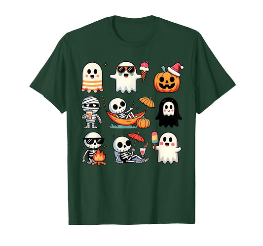 Ghost Pumpkin Halloween Spooky Season Costume Men Women Kids T-Shirt