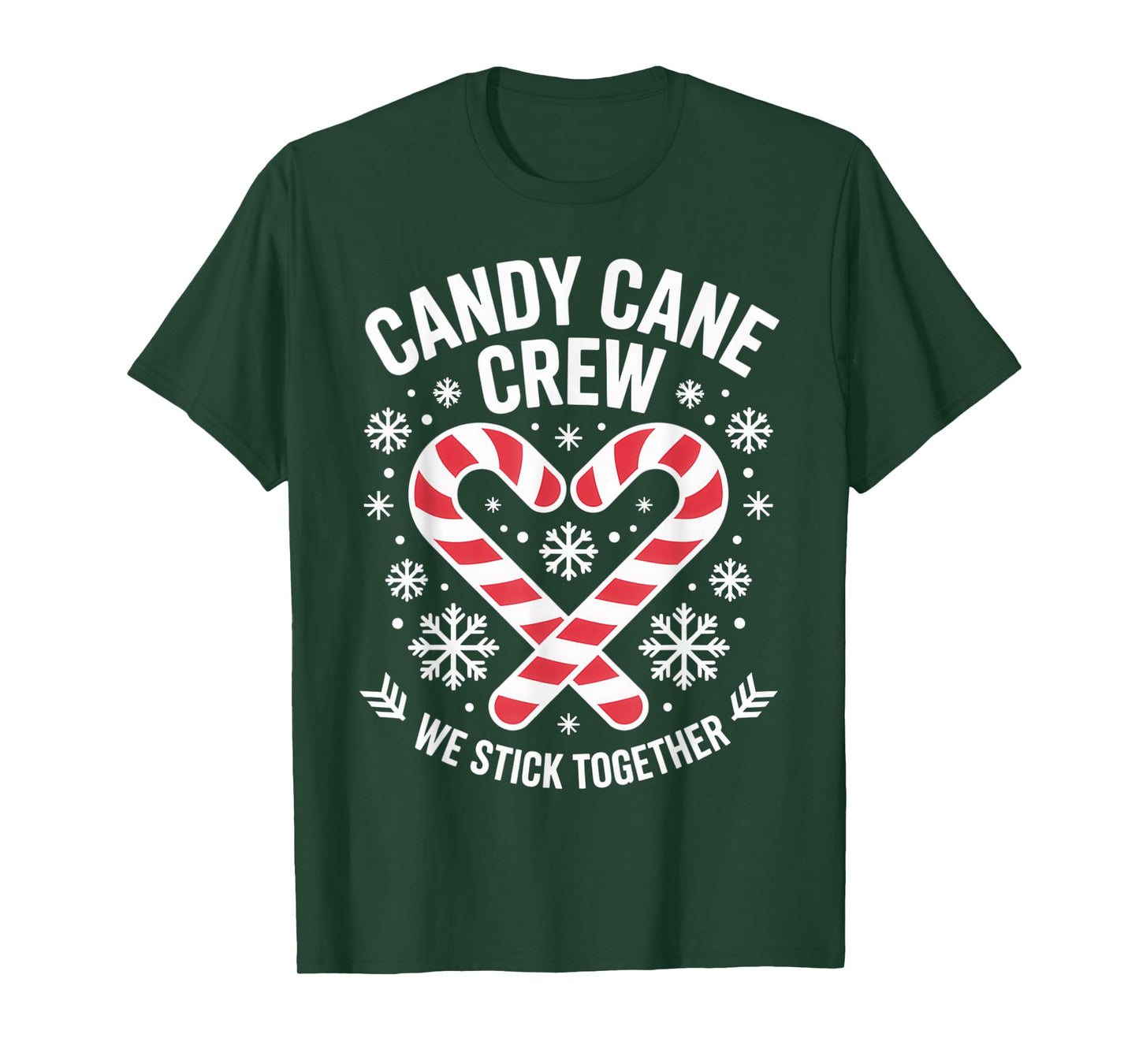Candy Cane Crew Heart Holiday Family Matching Pajama T-Shirt