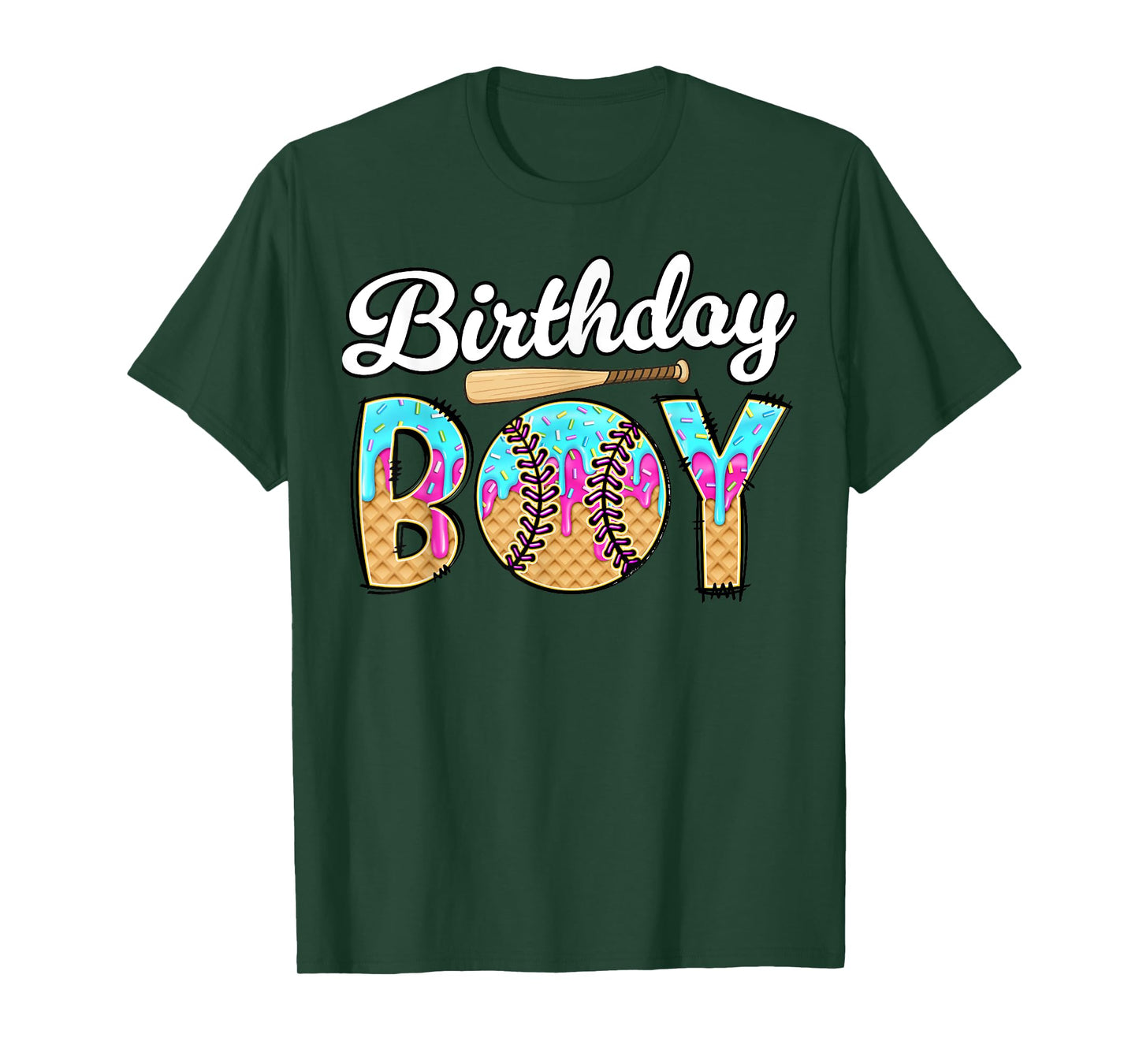 Baseball Drip 5 Year Old Ice Cream Drip Boys 5th Birthday T-Shirt