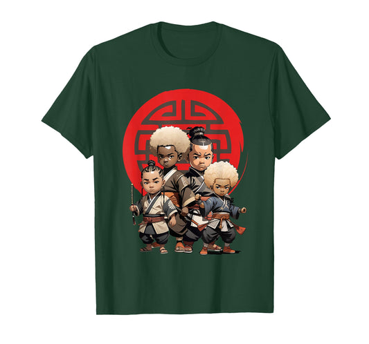 Samurai Boy Anime Afro | Japanese Retro Style T-Shirt