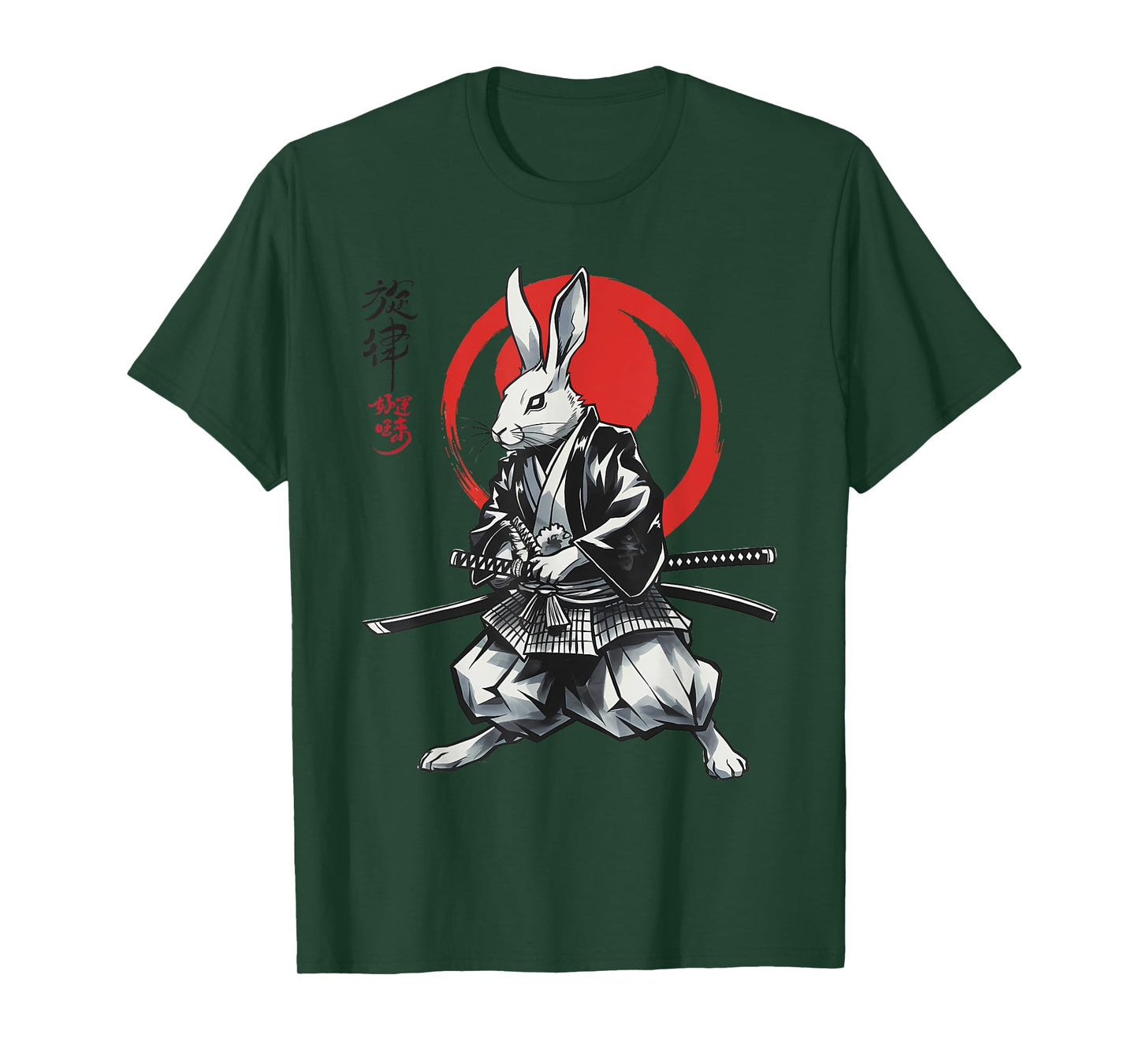 Samurai Ronin Rabbit Ukiyo Ink Warrior Japanese Rabbit Art T-Shirt