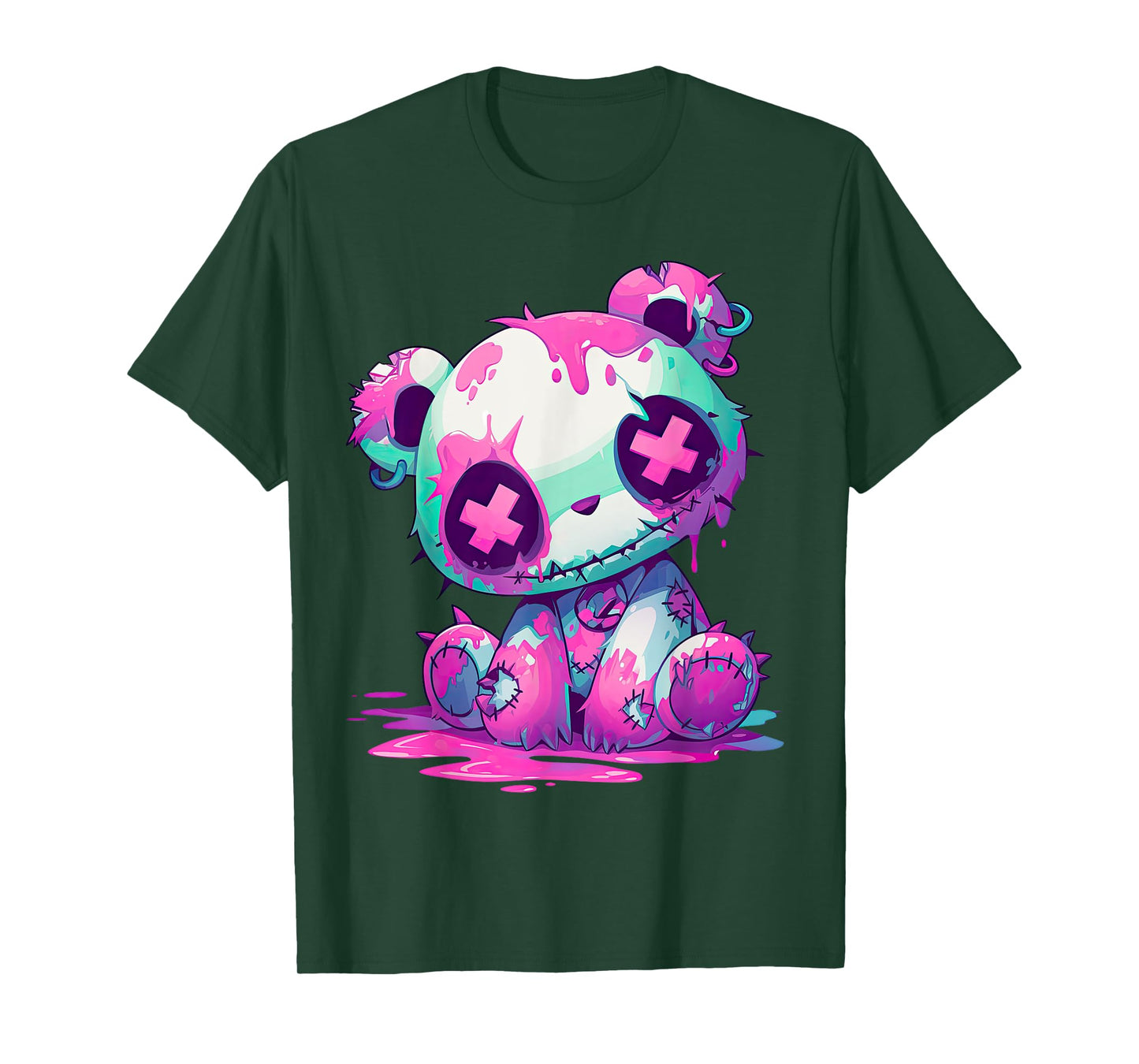 Kawaii Pastel Goth Creepy Cute Pink Zombie Panda T-Shirt