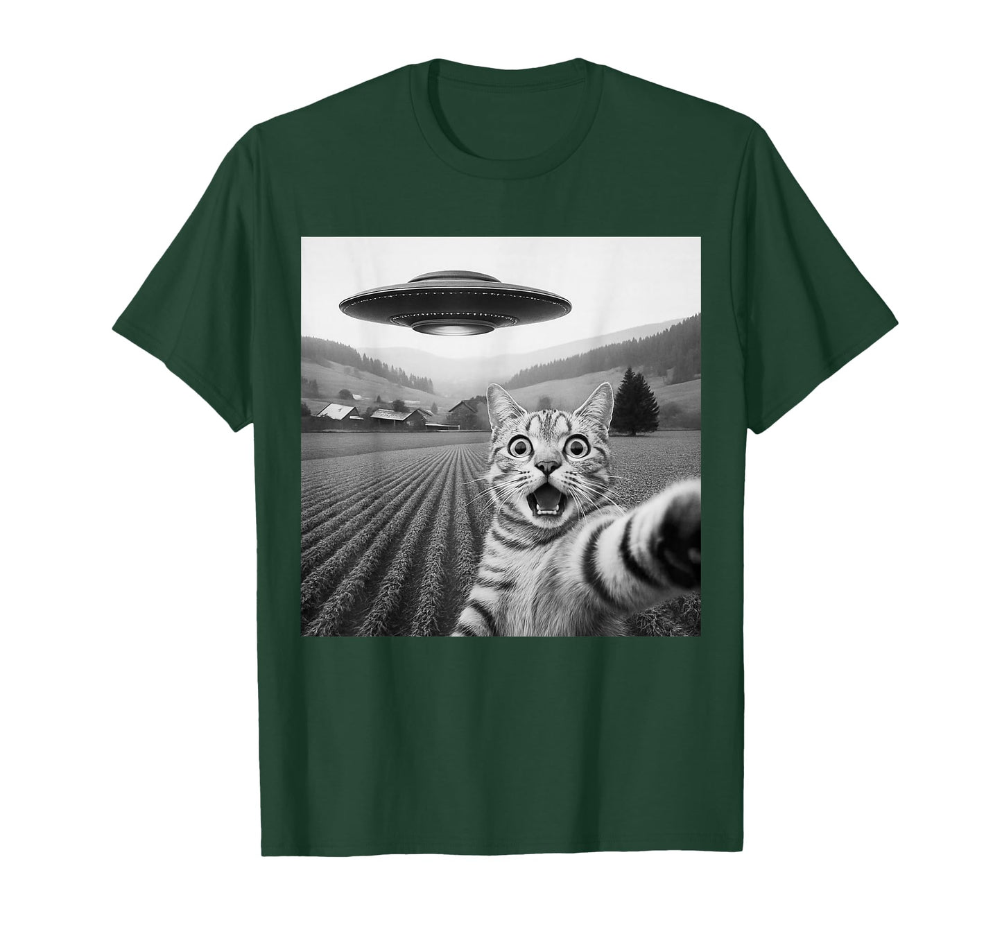 Cat Selfie with Alien UFO Funny Cat Gifts for Men Women Kid T-Shirt