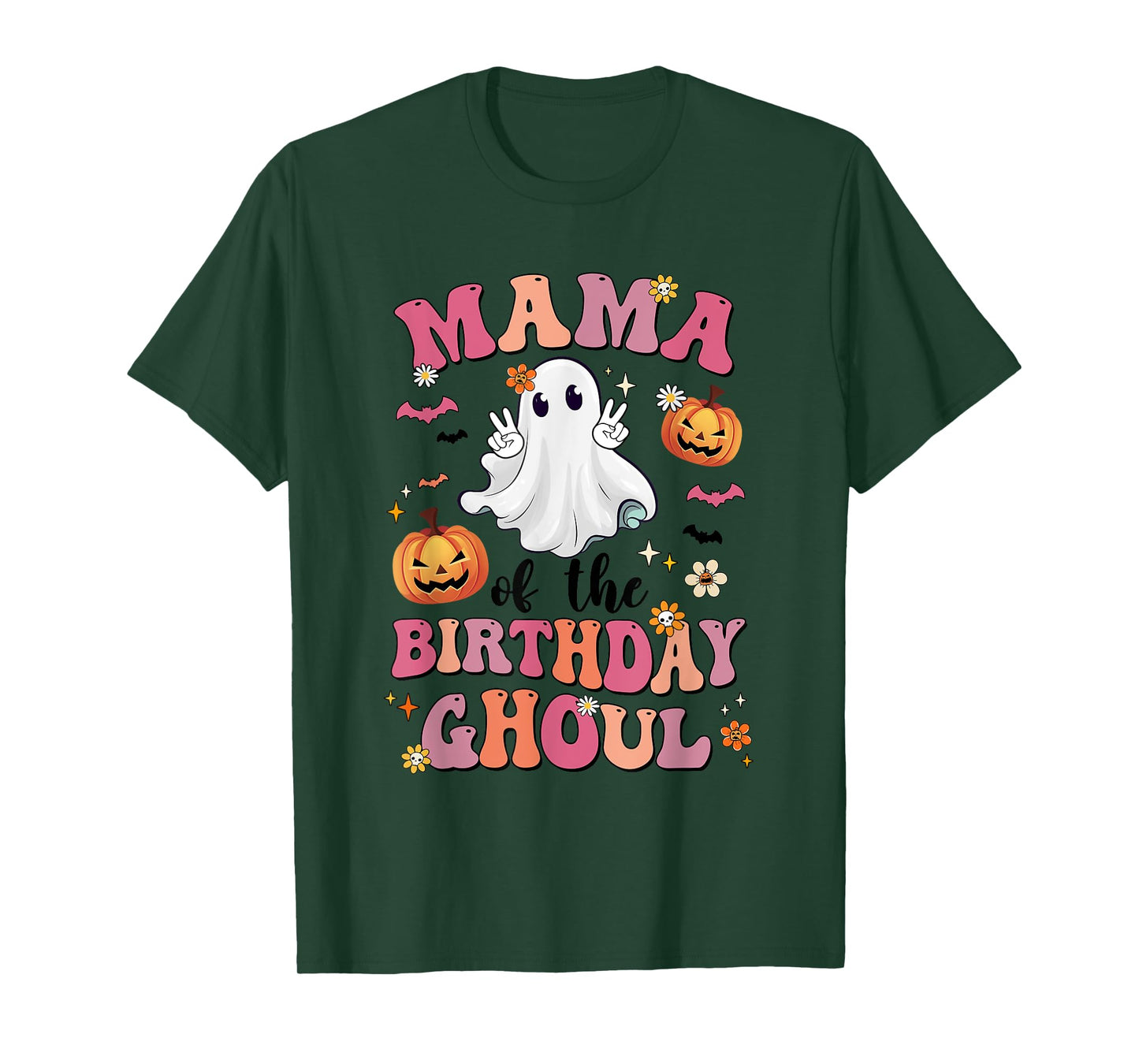 Mama Of The Birthday Ghoul Halloween Bday Boys Girls Ghost T-Shirt