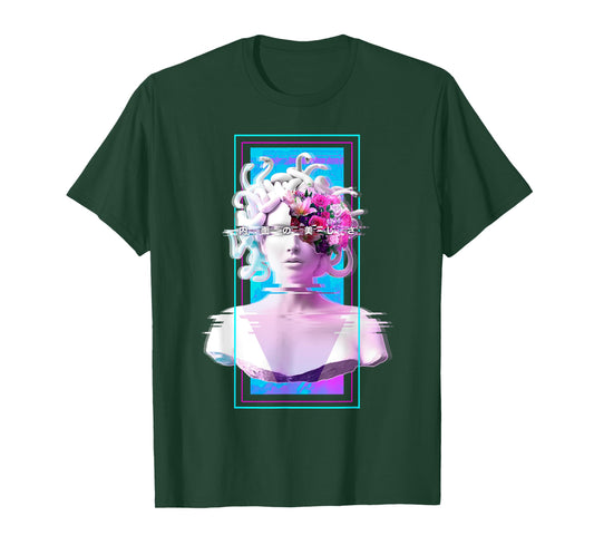 Vaporwave Medusa Statue Aesthetic Art Glitch Japanese Otaku T-Shirt