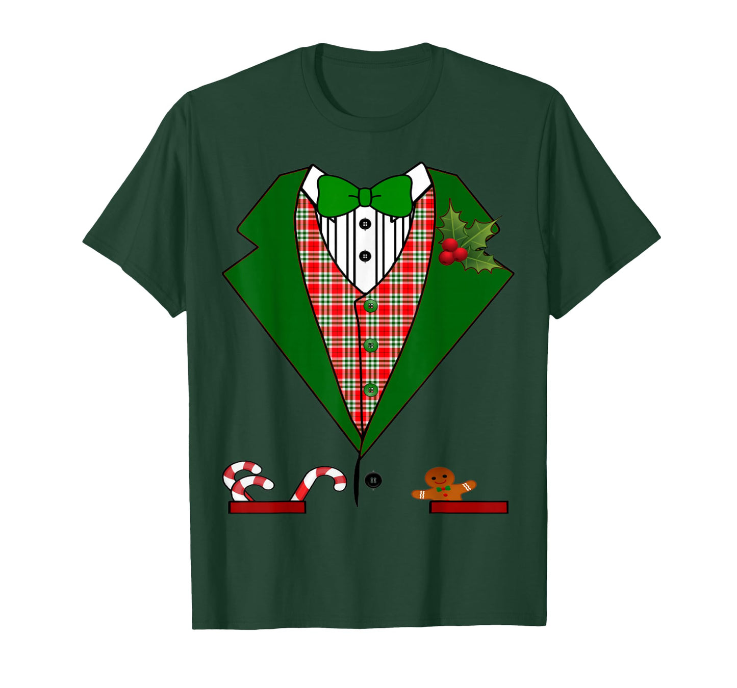 Tuxedo For Men & Boys Christmas Red And Green Tux T-Shirt
