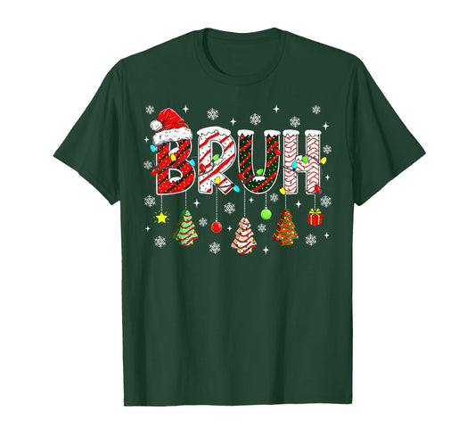 Bruh Funny Christmas Red Plaid Teens Boys Kids Xmas Pajamas T-Shirt