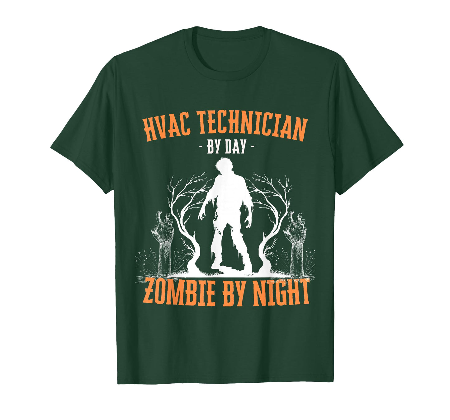 HVAC Technician by Day Zombie by Night Funny Halloween Scary T-Shirt