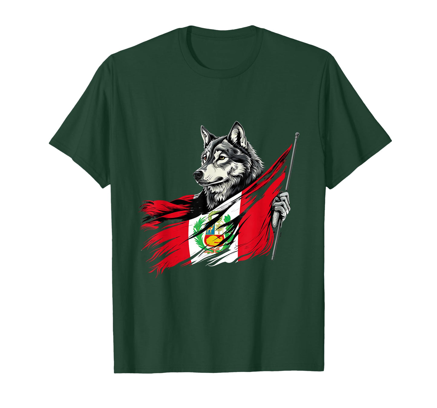 Peru Peruvian Pride Wolf Peruvian Roots Peruvian Flag T-Shirt