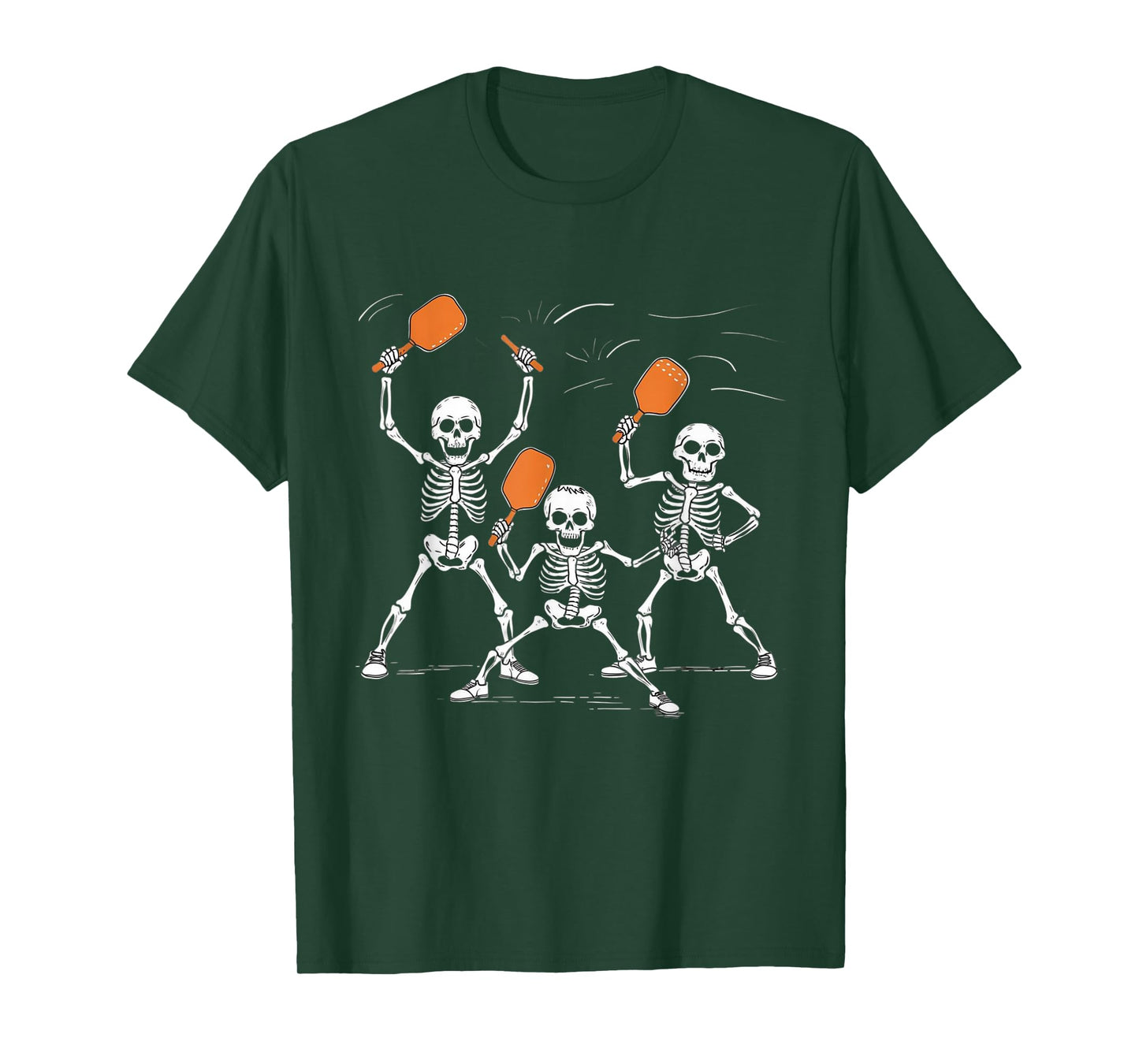 Funny Skeletons Playing Pickleball Halloween T-Shirt