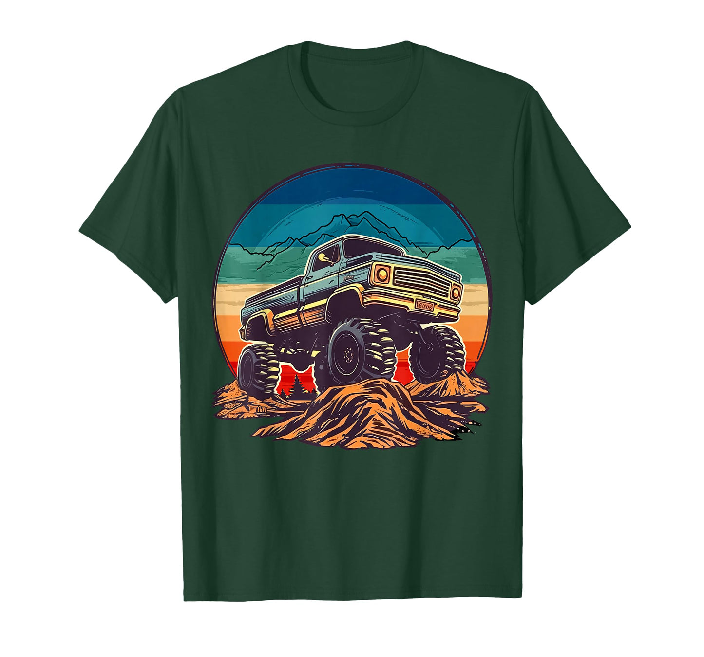 Retro Vintage Monster Truck Retro Sunset Monster Truck Boys T-Shirt