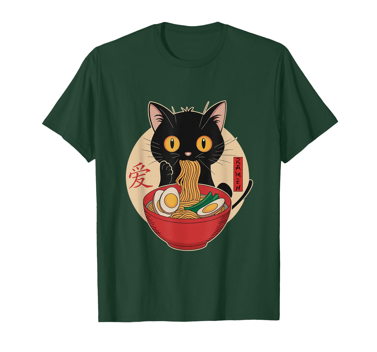 Cat Eating Ramen Noodles Funny Kawaii Japanese Anime cat T-Shirt
