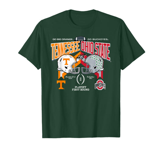 Elite Authentics Unisex-Adults Tennessee Volunteers at Ohio State Buckeyes CFP 2024-2025 Black Short Sleeve Modern Classic Fit Crew Neck T-Shirt