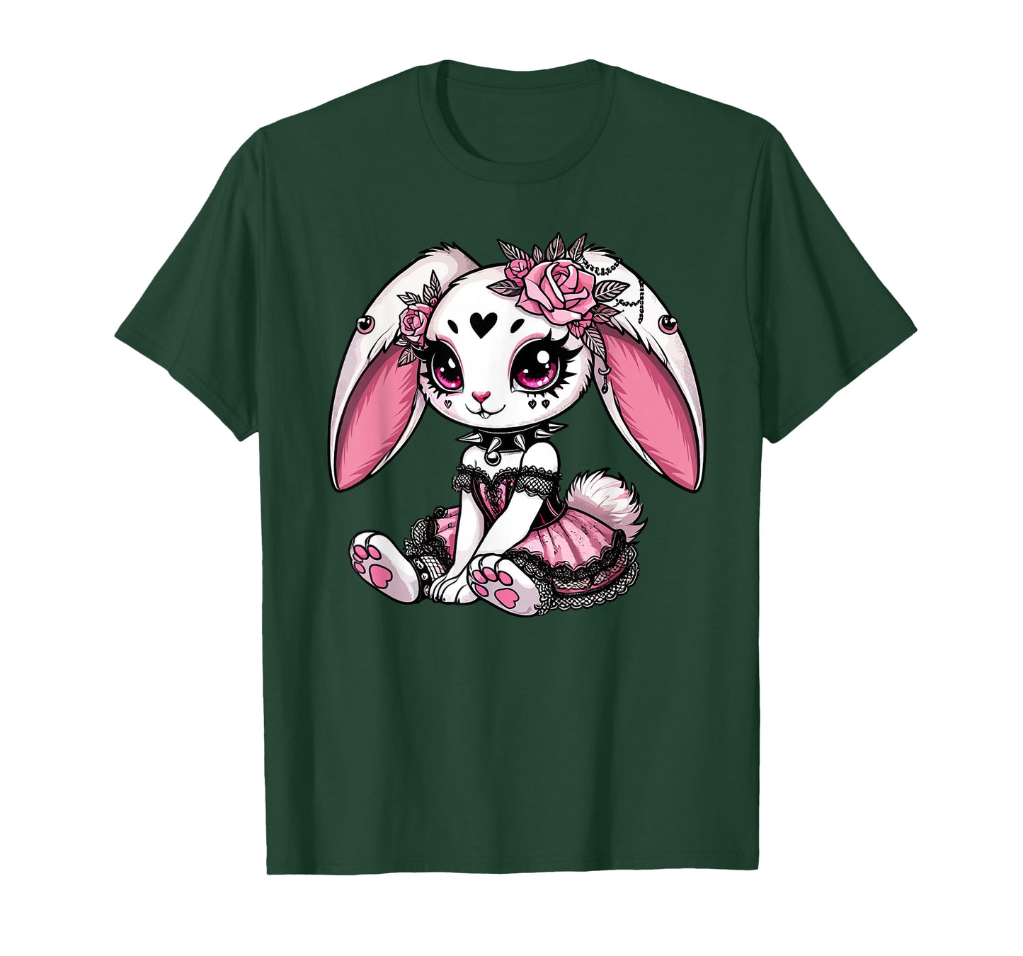 Gothic Bunny with Lace Corset and Roses T-Shirt