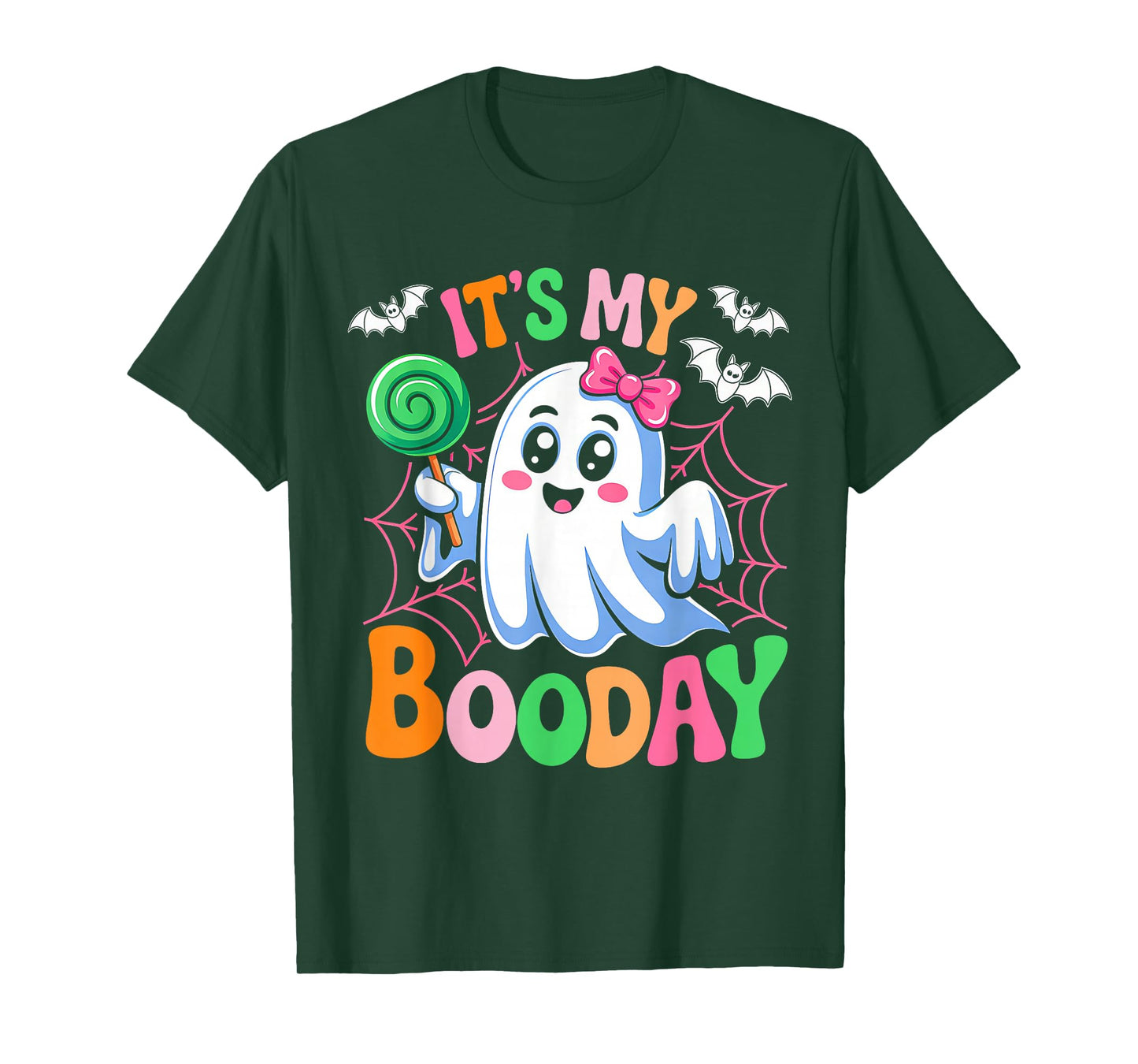 Its My Boo Day Cute Halloween Birthday Ghost Pink Bow Girls T-Shirt