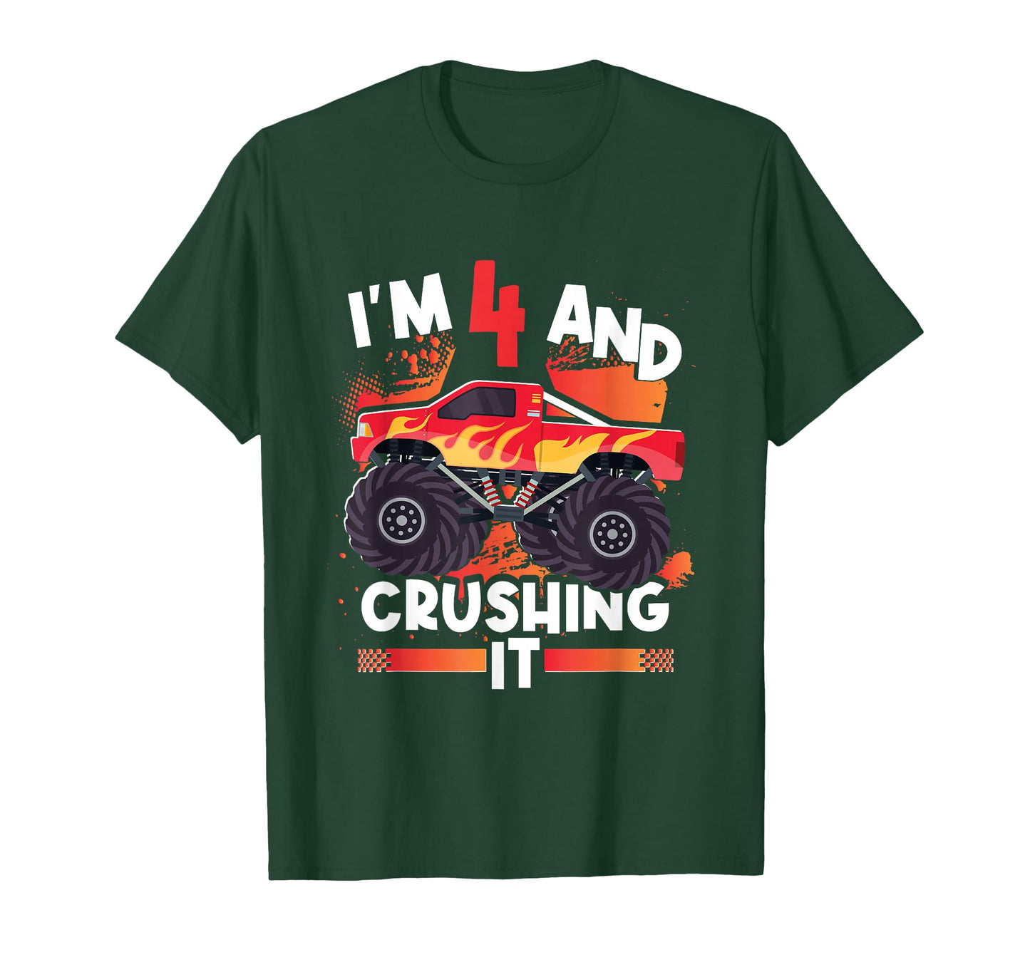 4 And Crushing It Monster Truck 4th Birthday Kids Girl Boy T-Shirt