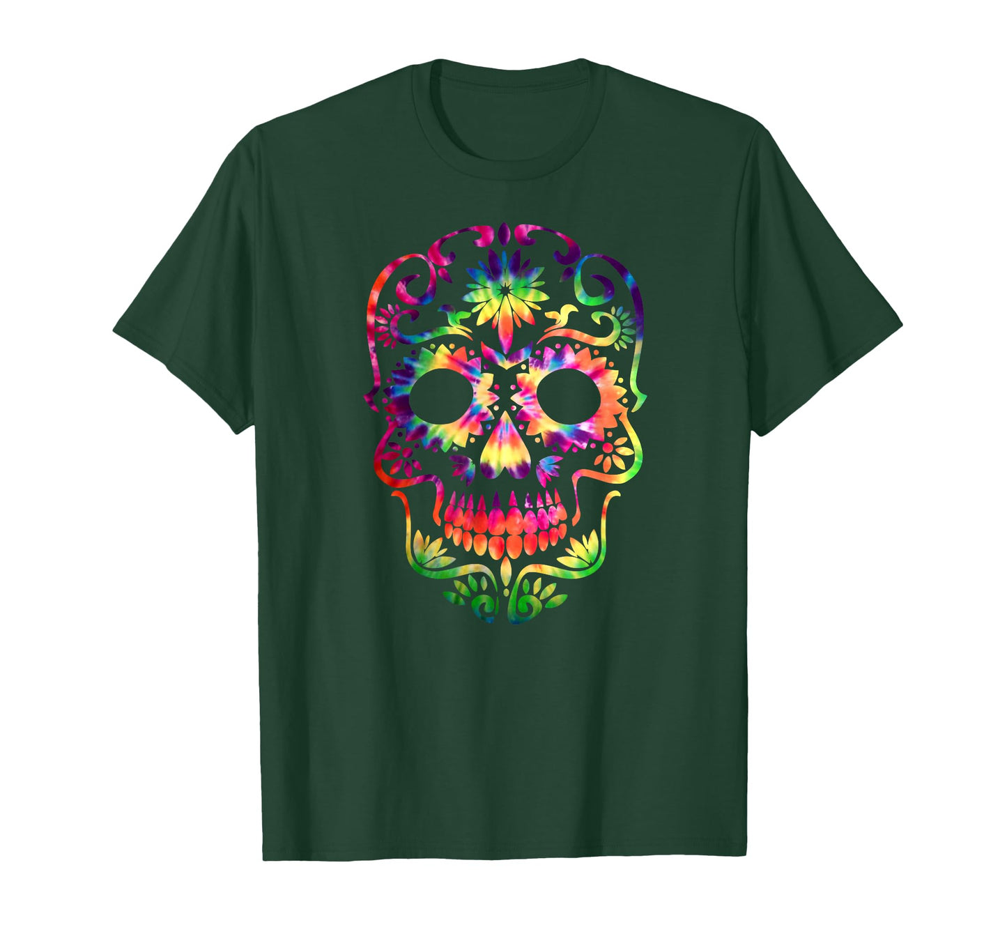 Tye Dye Day of the Dead Shirt Art 70's Style Sugar Skull T-Shirt