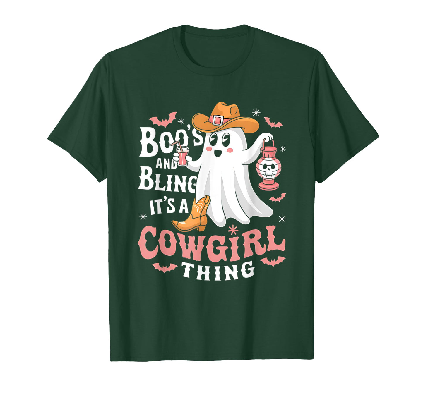 Boos and bling its a cowgirl thing halloween rodeo ghost T-Shirt