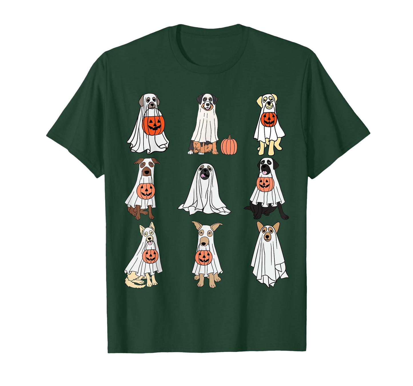 Dogs Ghost Cute Dogs Dressed As Ghost Funny Halloween Dog T-Shirt