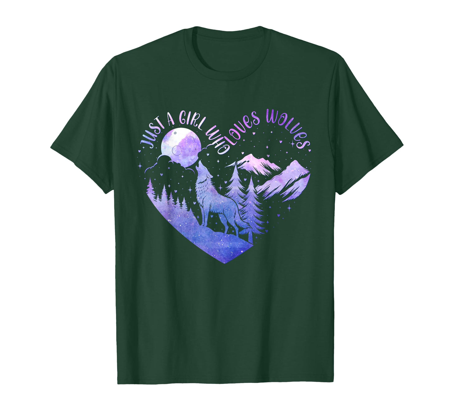 Cute Just a Girl Who Loves Wolves Wolf Lover Women And Girls T-Shirt