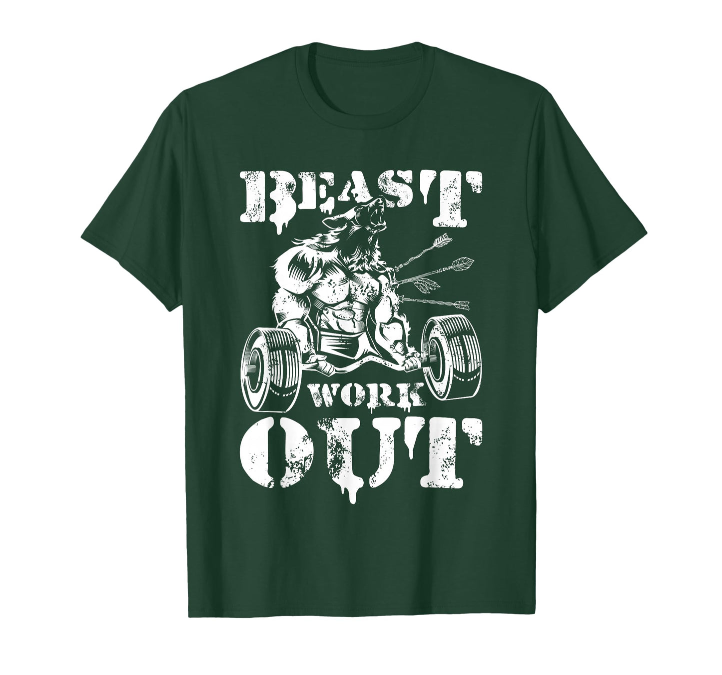 Beast Workout Wolf Lifting Weights Gym Fitness Muscles T-Shirt