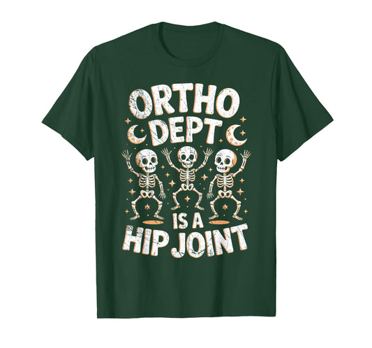 Retro Halloween Nurse Ortho Dept is A Hip Joint Skeleton T-Shirt