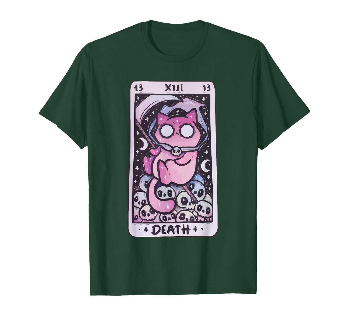 Kawaii Pastel Goth Art the Death Tarot Cute Cat Creepy Art T-Shirt