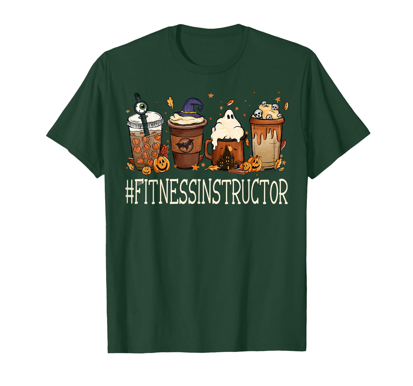 Fitness Instructor Horror Coffee Halloween Pumpkin Autumn T-Shirt