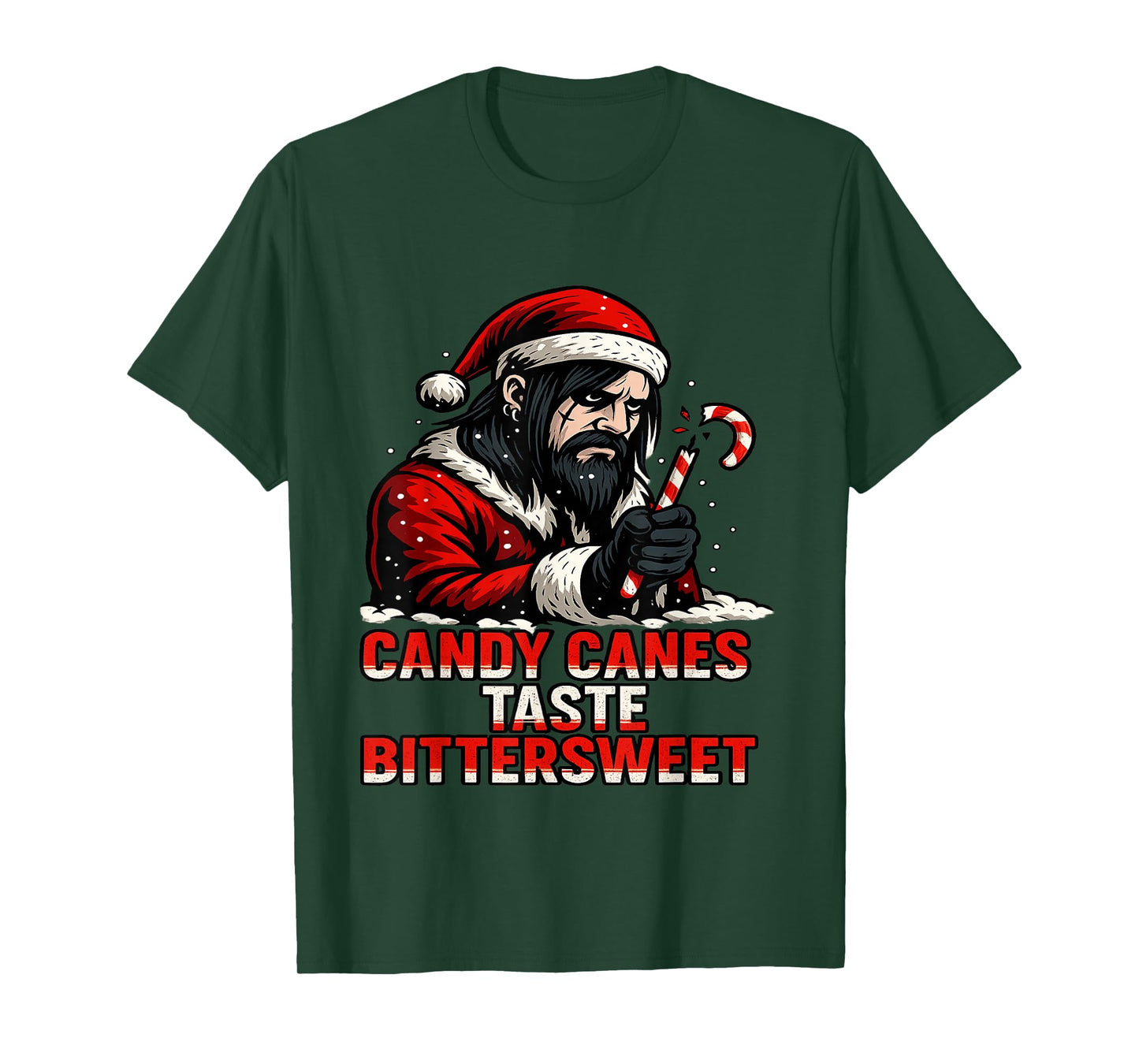 Candy Canes Taste Bittersweet Emo Santa Holiday Tears T-Shirt