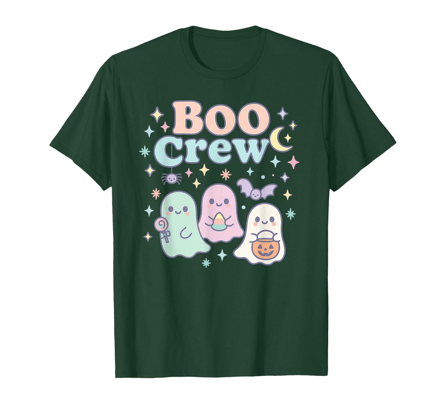 Cute Pastel Boo Crew Halloween Groovy Ghosts Candy Pumpkin T-Shirt