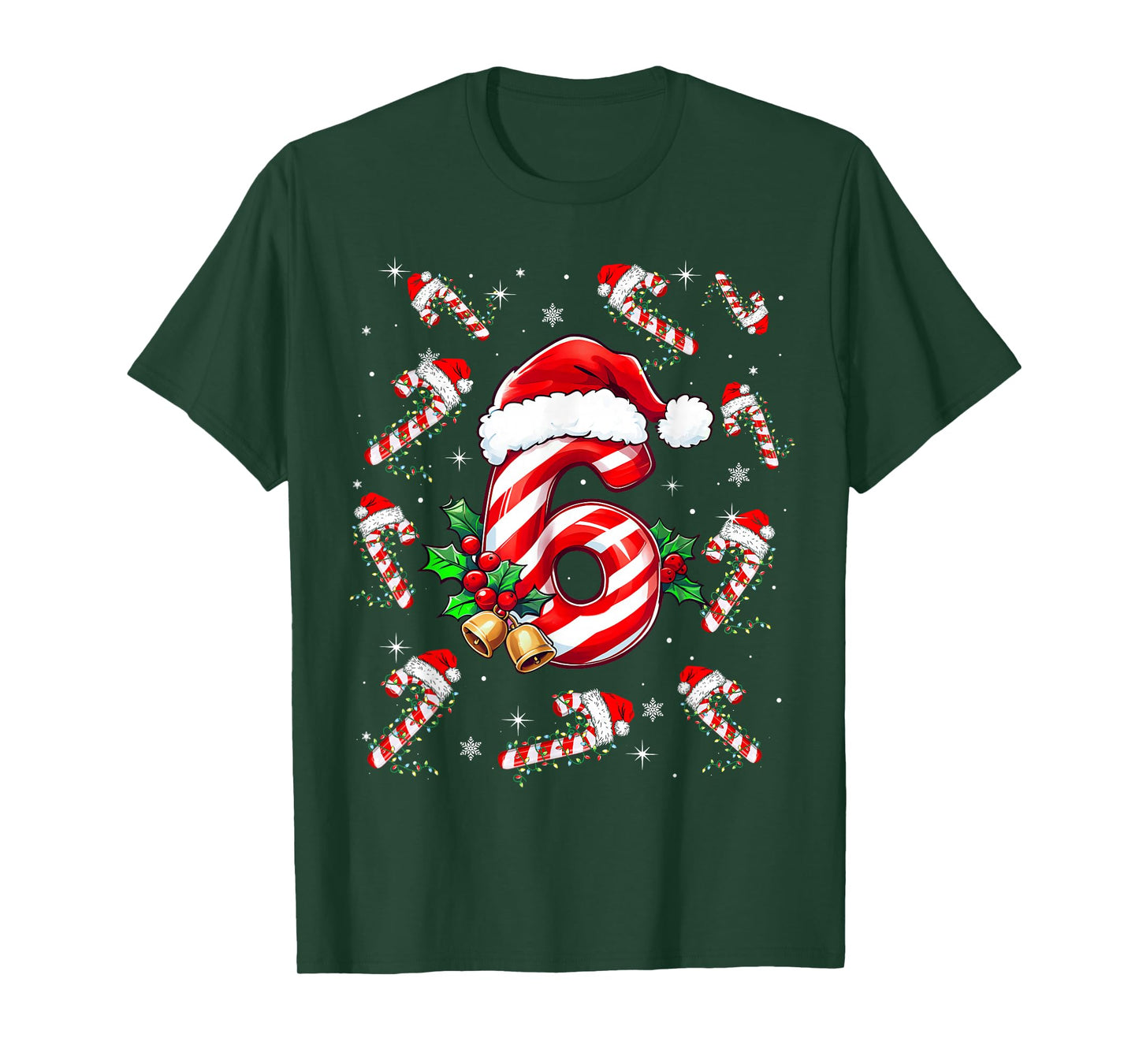 Christmas Fun Six Seven 6 7 Meme Slang Couples Candy Cane T-Shirt