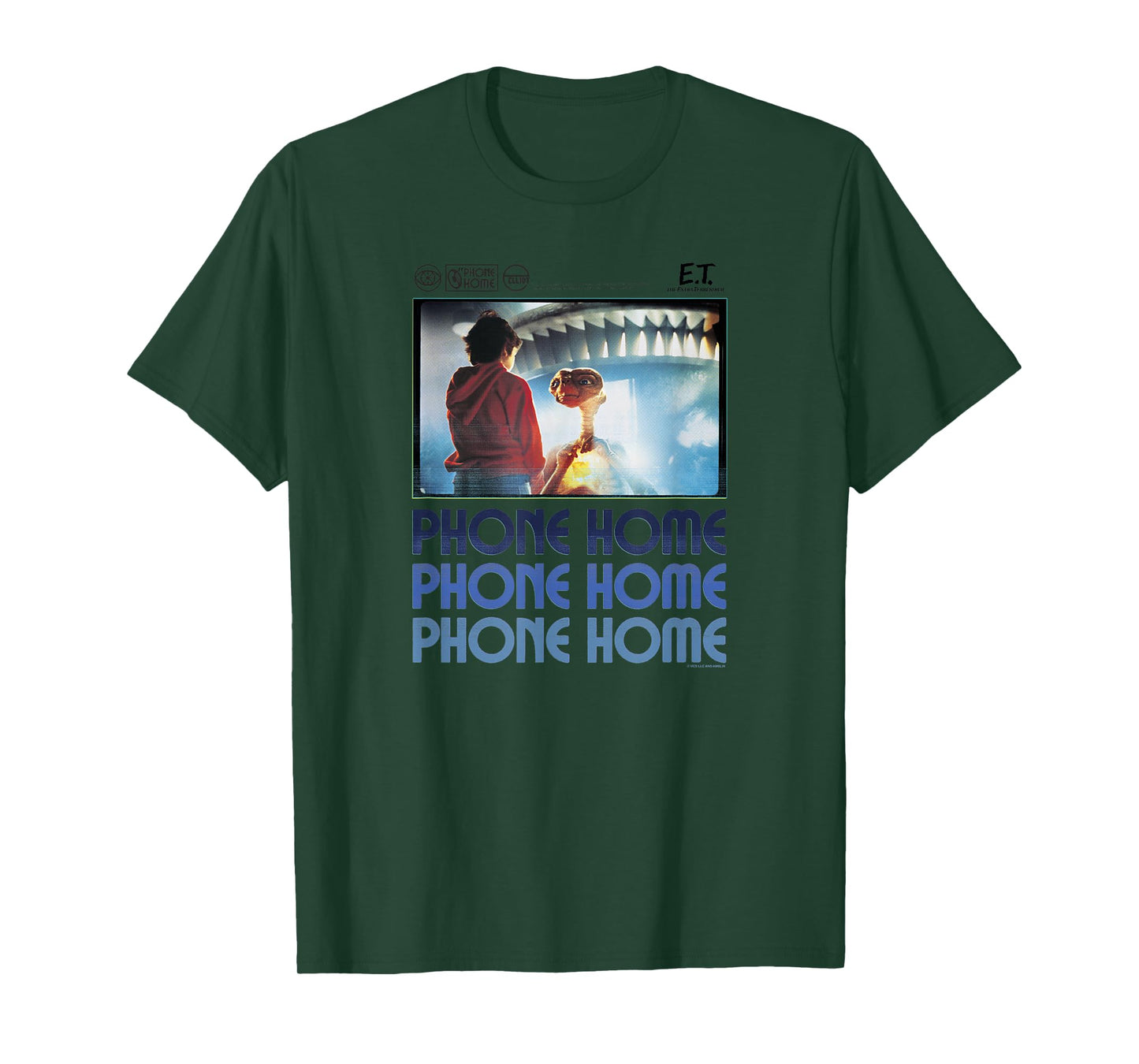 E.T. And Elliott Phone Home Spaceship Poster T-Shirt