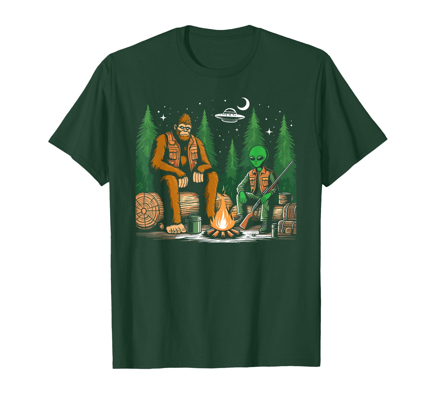 Bigfoot and alien hunting sasquatch alien Hunter funny T-Shirt
