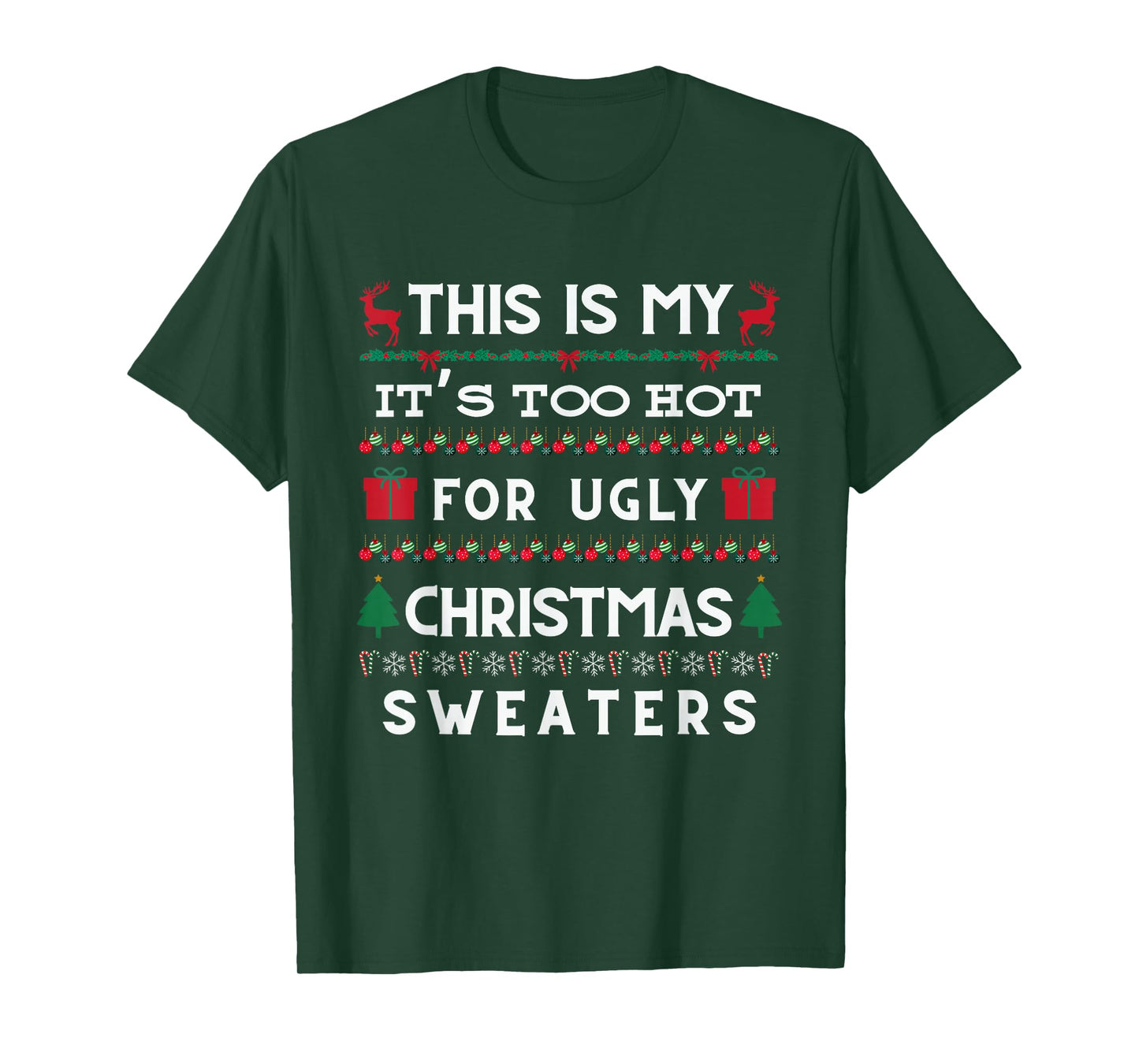 Retro Ugly Christmas Sweater Candy Cane Tree Vibes T-Shirt
