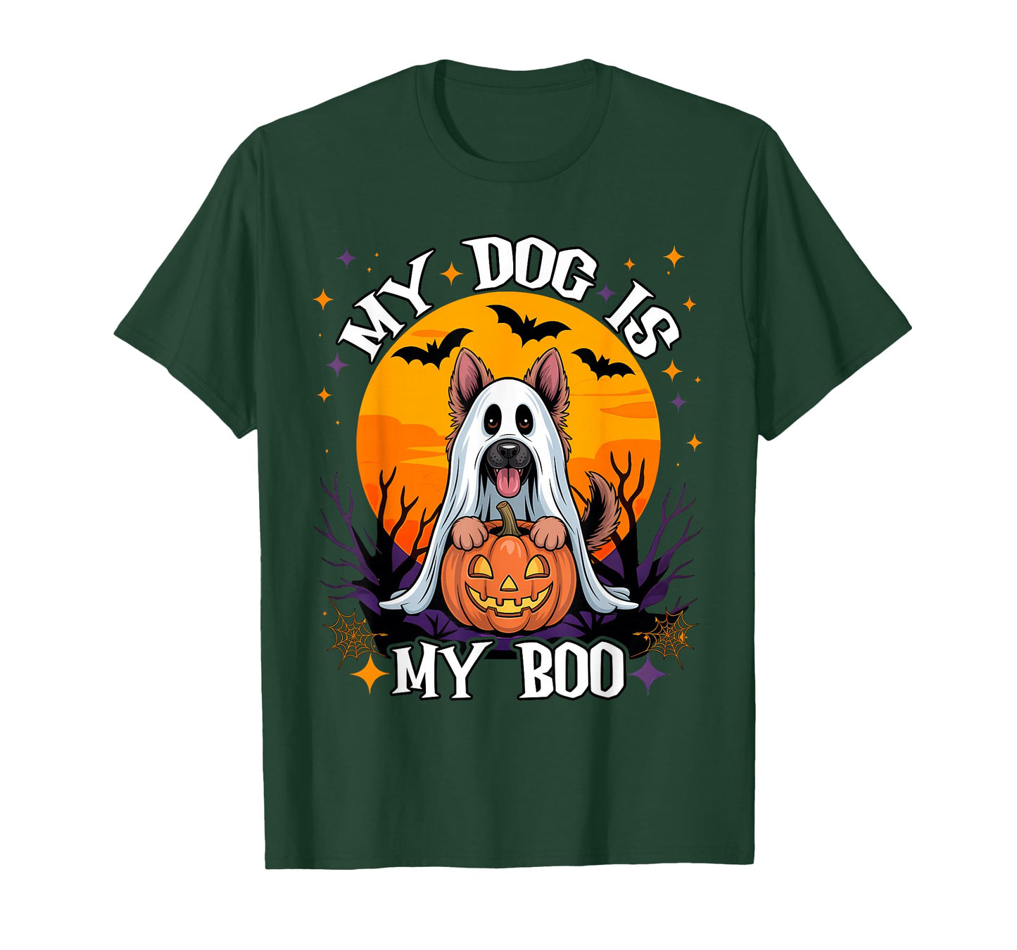 Dog Halloween Ghost Pumpkin German Shepherd My Dog is My Boo T-Shirt