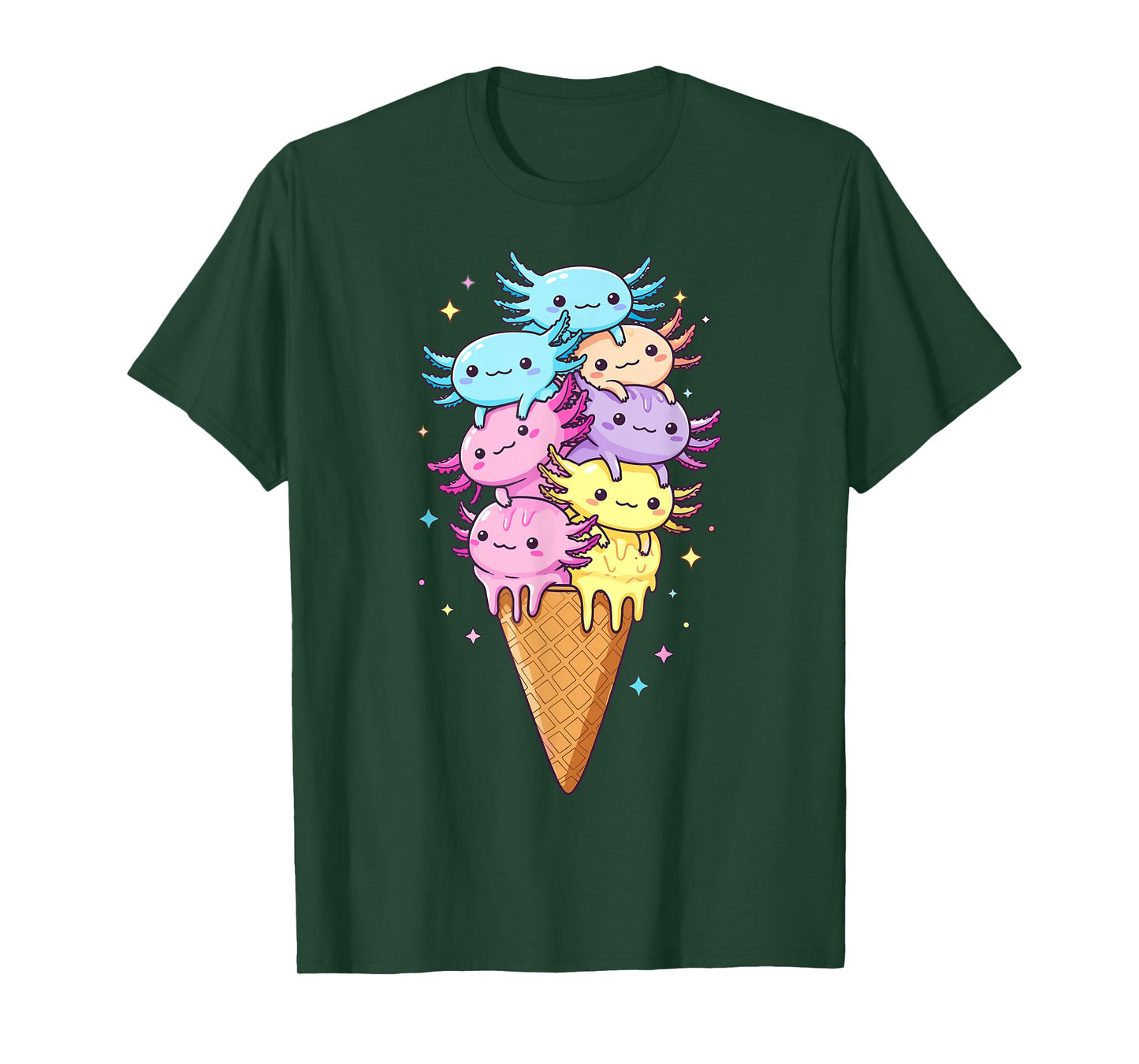 Axolotls Ice Cream Funny Kawaii Axolotl T-Shirt