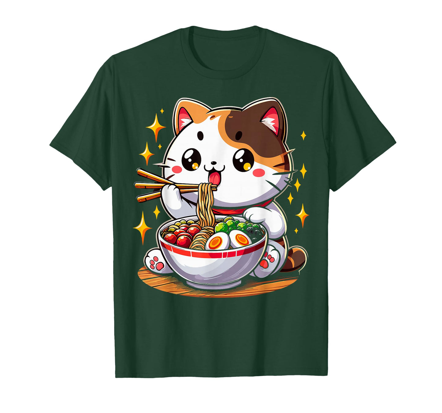 Cat Ramen Noodles Anime Kawaii Japanese Cat T-Shirt