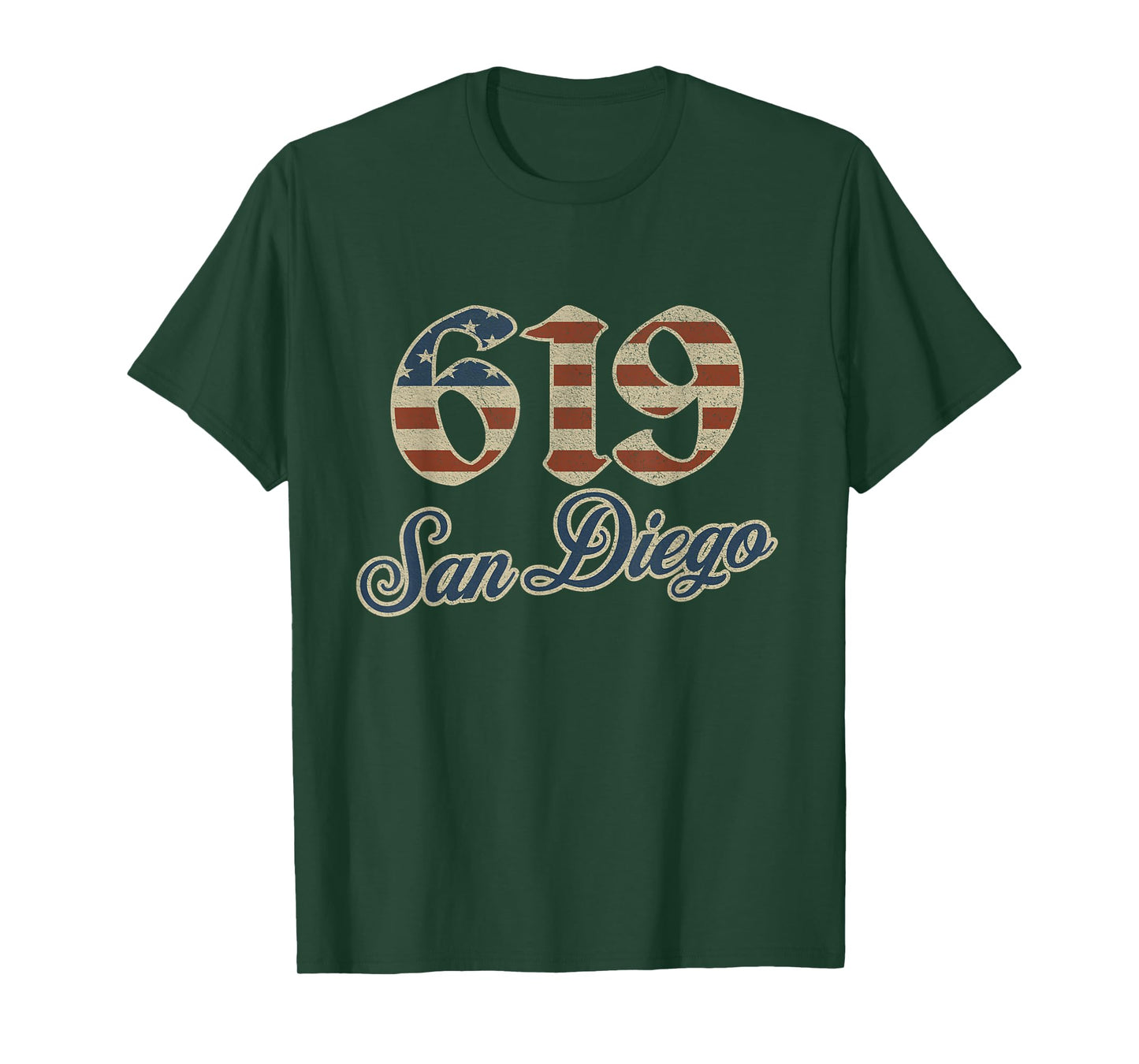 Vintage San Diego 619 Area Code Patriot USA American Flag T-Shirt