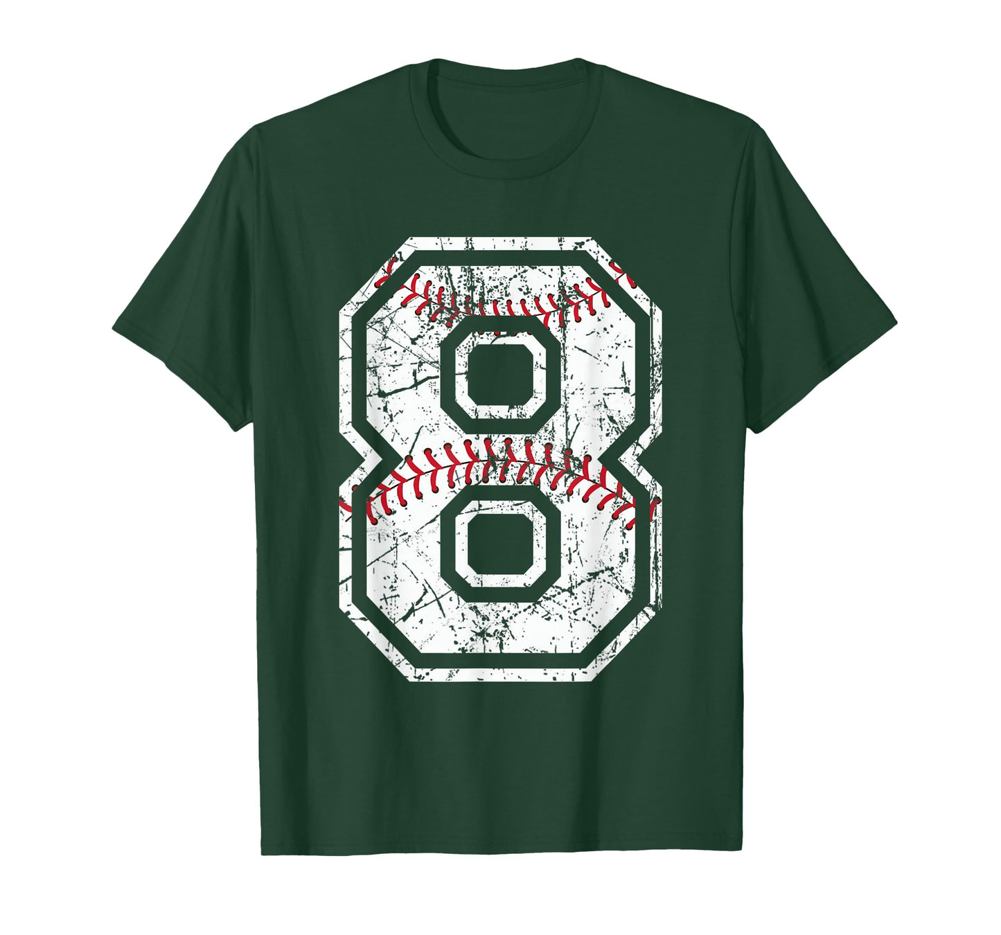 Baseball Jersey Number 8 Vintage Distressed Graphic T-Shirt