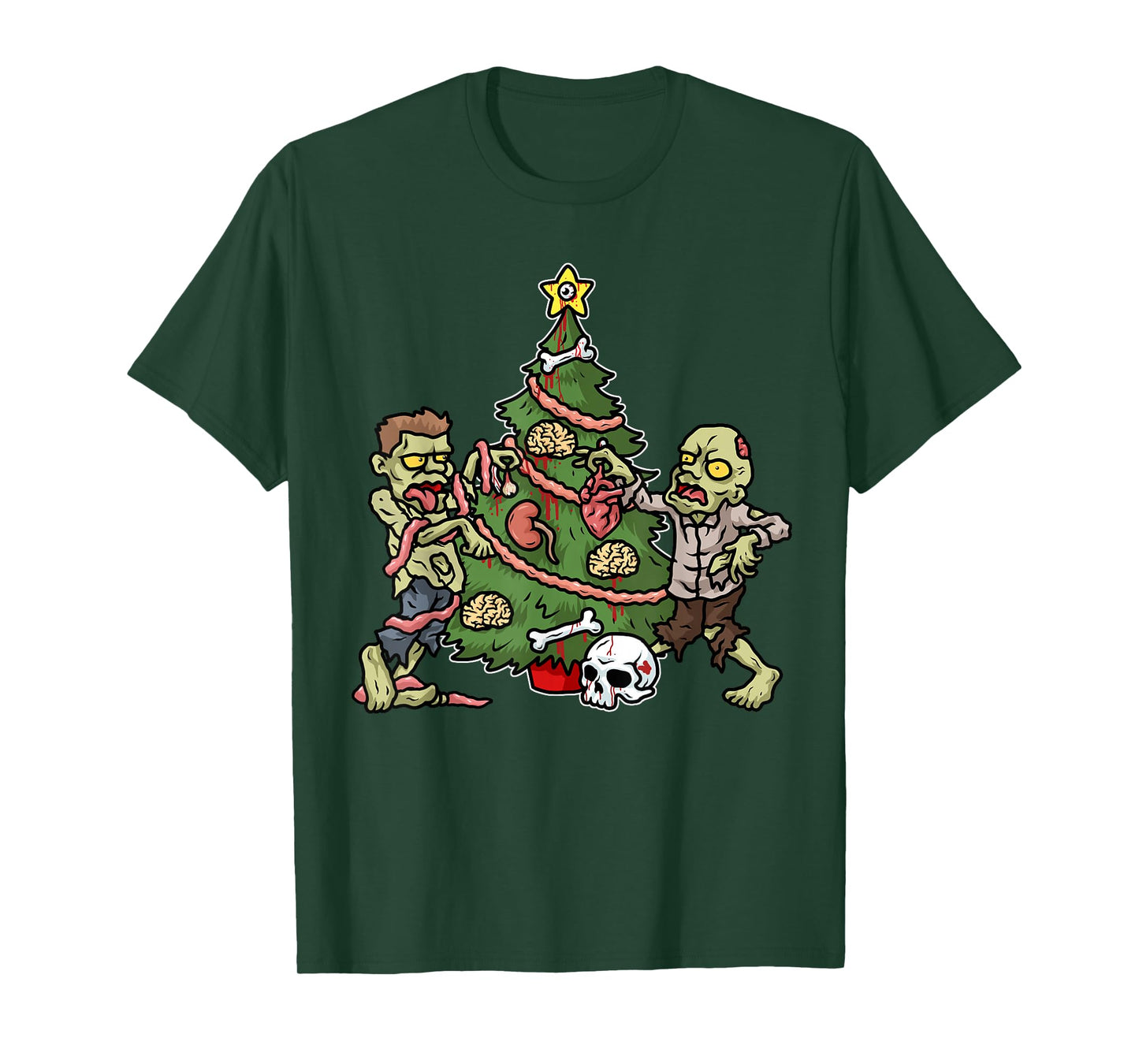 Christmas Zombie Shirt Kids Christmas Tree Gift Men Zombies T-Shirt