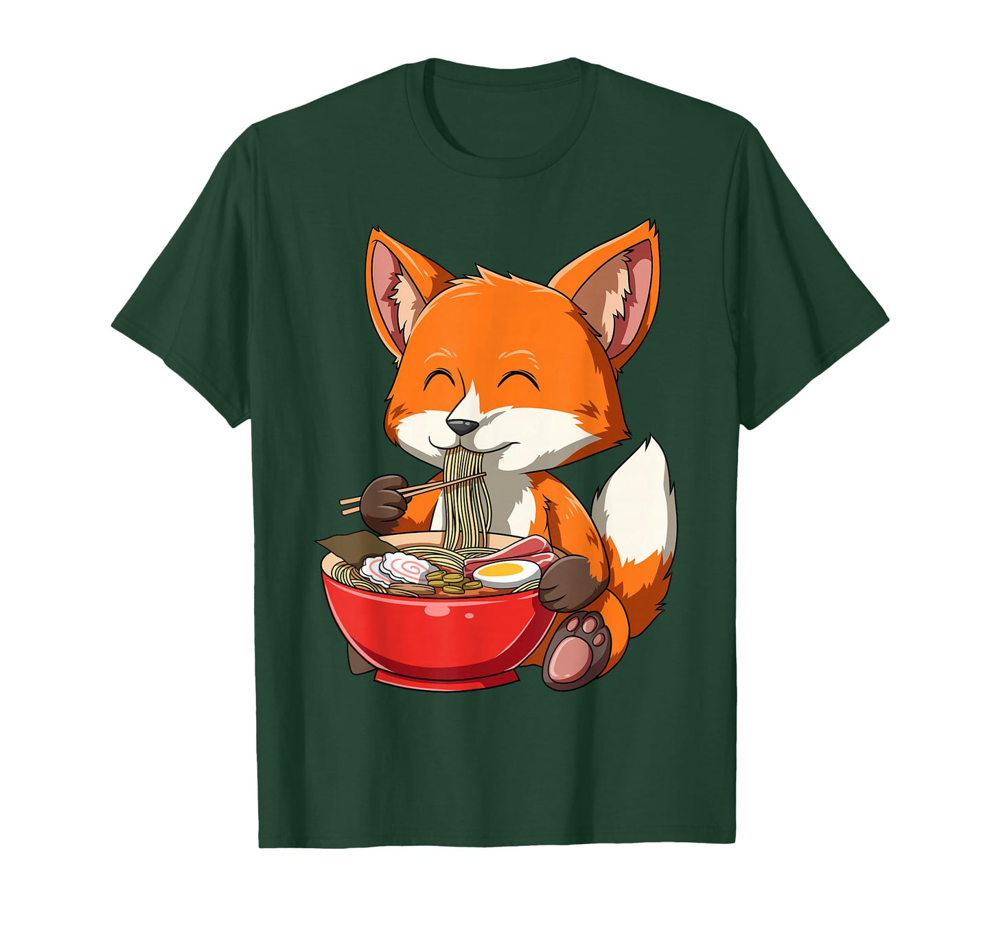 Fox Eating Ramen Ramen Noodle Lovers Fox Themed Gift T-Shirt