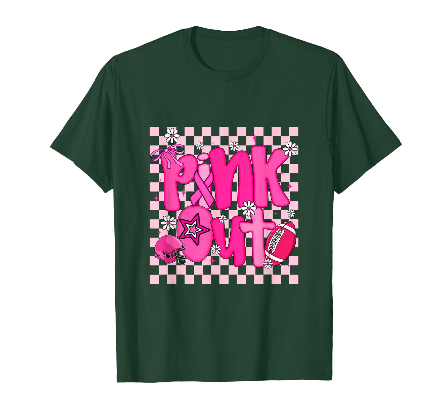 Pink Out Shirt Womens Girls Football Breast Cancer Awareness T-Shirt