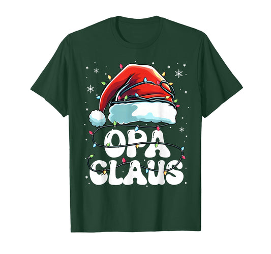Groovy Opa Claus Christmas Lights Funny Family Xmas Pajama T-Shirt