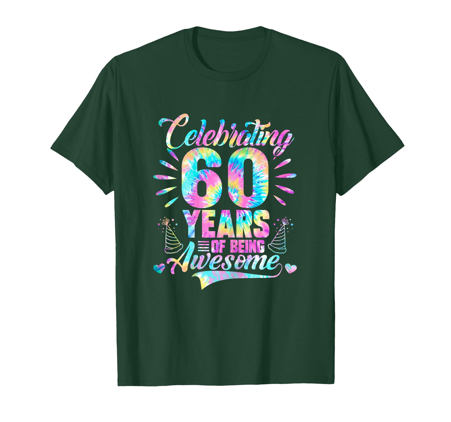Celebrating 60 Year Of Being Awesome With Tie-dye Graphic T-Shirt