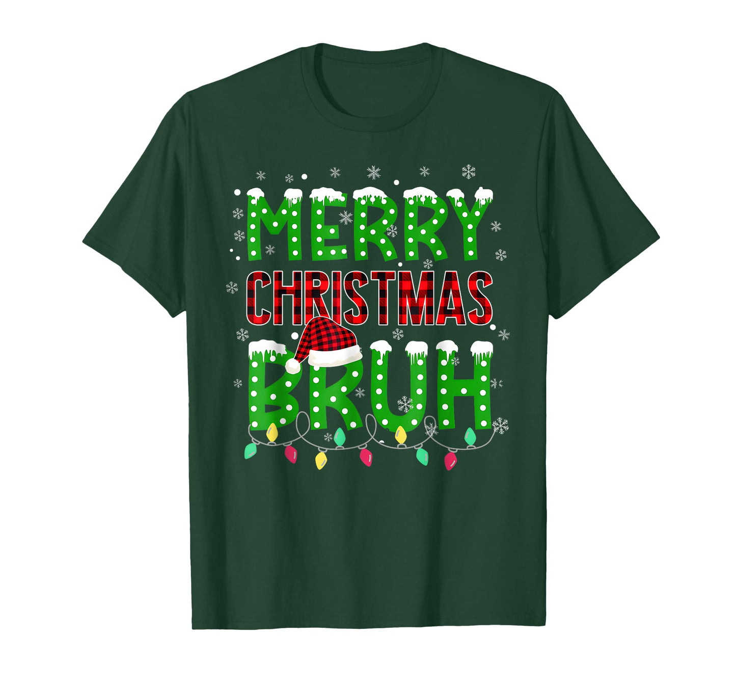 Bruh Christmas Red Plaid Teens Boys Kids Xmas Pajama T-Shirt