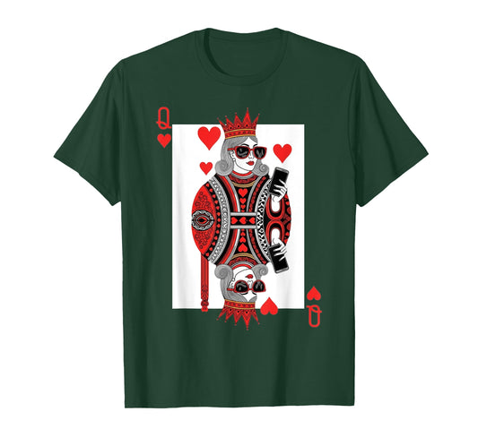 Classic Black Queen of Hearts Playing Card Poker Queen T-Shirt