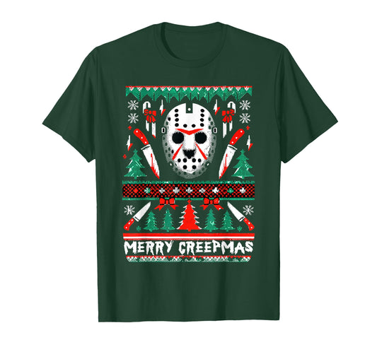 Merry Creepmas Festive Slasher Ugly Christmas T-Shirt