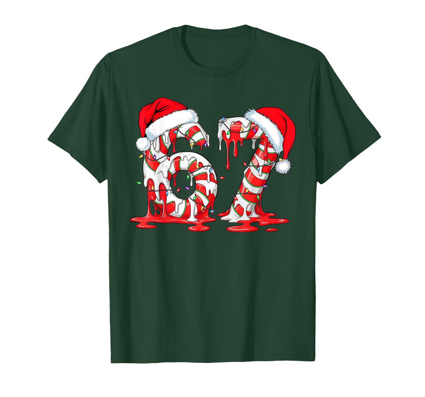 67 Meme Six Seven Candy Canes Drip Christmas Pajamas Holiday T-Shirt